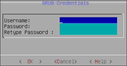 GRUB Credentials screen
