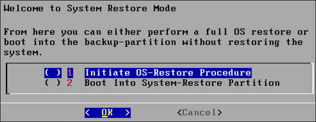 System Restore Screen