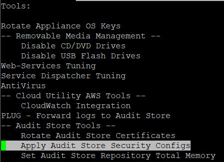Apply Audit Store Security Configs Setting