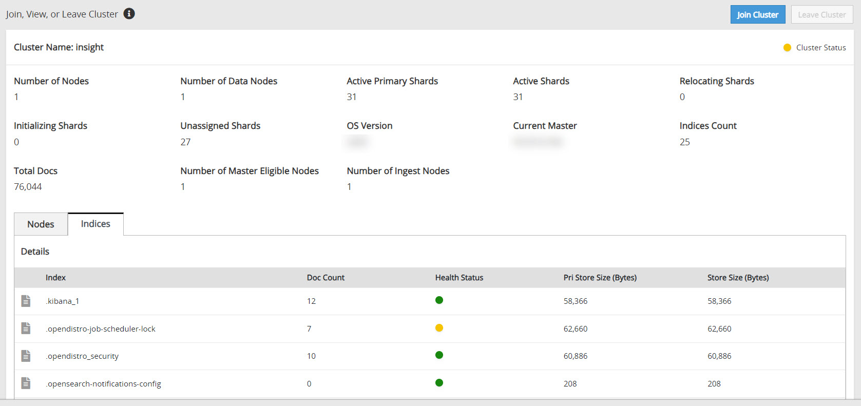 Indices Tab