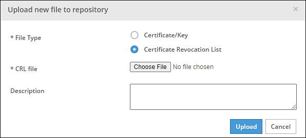 Upload CRL screen