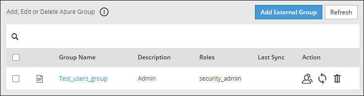 External Azure Groups Screen External Azure Groups Screen