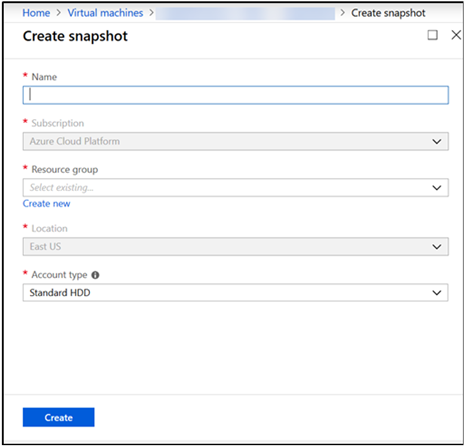 Create Snapshot Screen Create Snapshot Screen