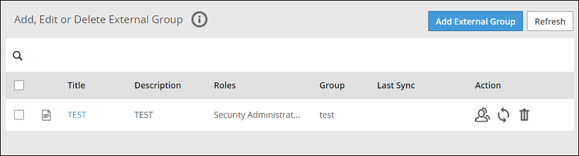 External Groups Screen External Groups Screen