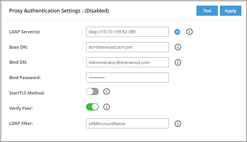 External LDAP configuration External LDAP configuration
