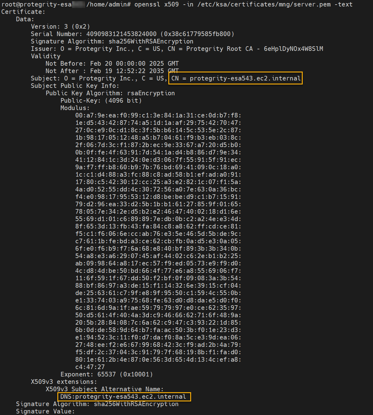 ESA Server Certificate