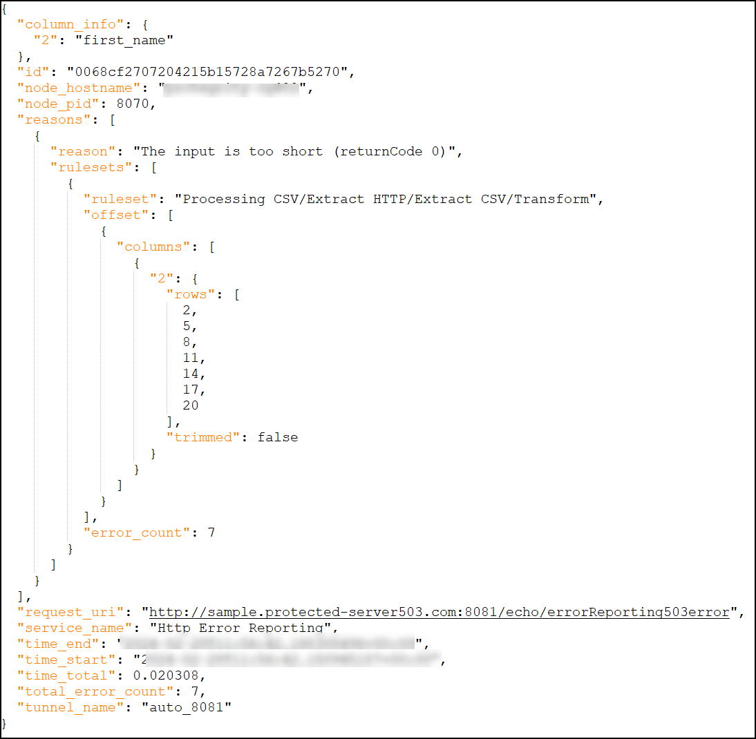 Error Metrics logged