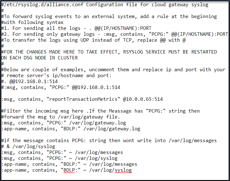 Alliance.conf file configurations