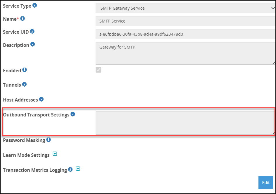 SMTP Gateway-specific fields