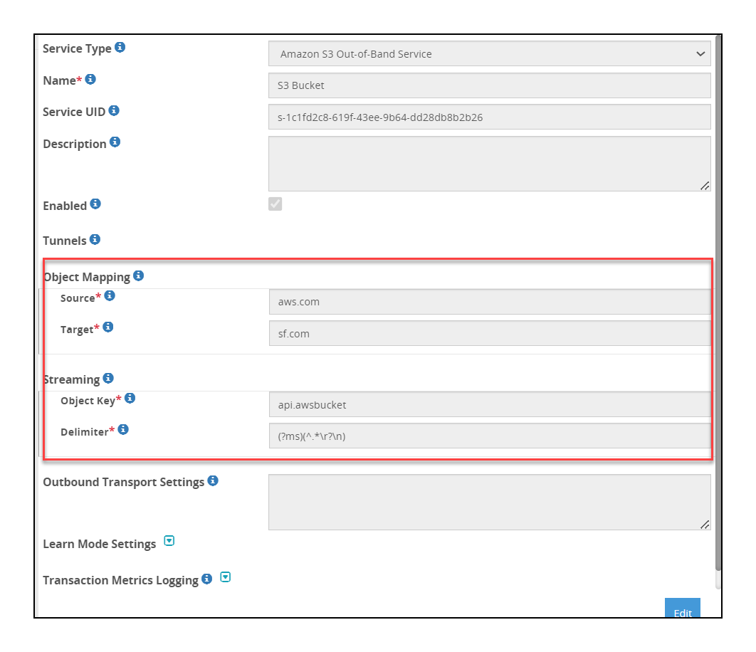 Amazon S3-specific fields