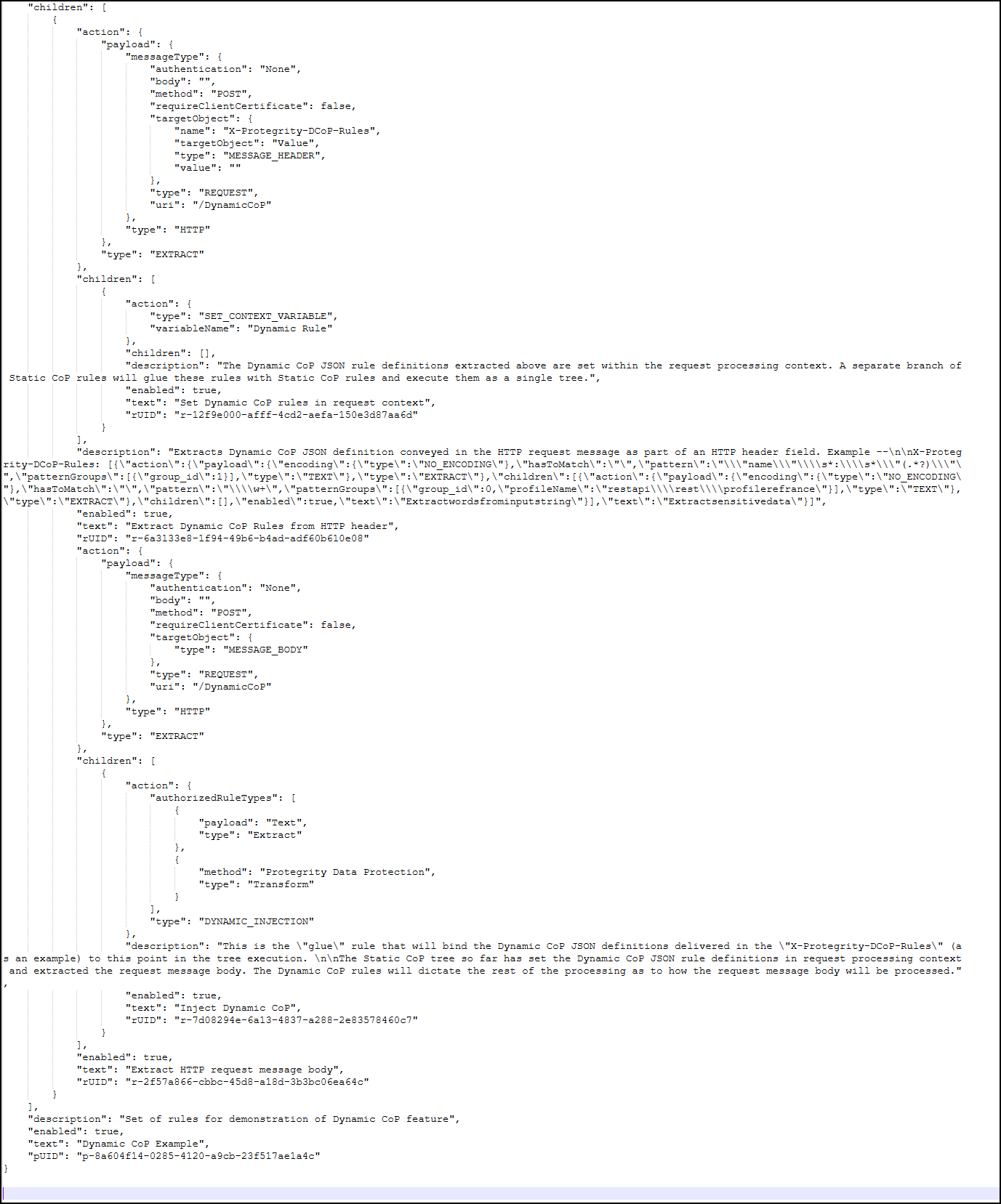 Dynamic CoP JSON Rules