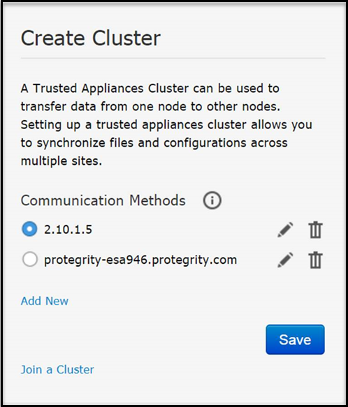Create Cluster screen