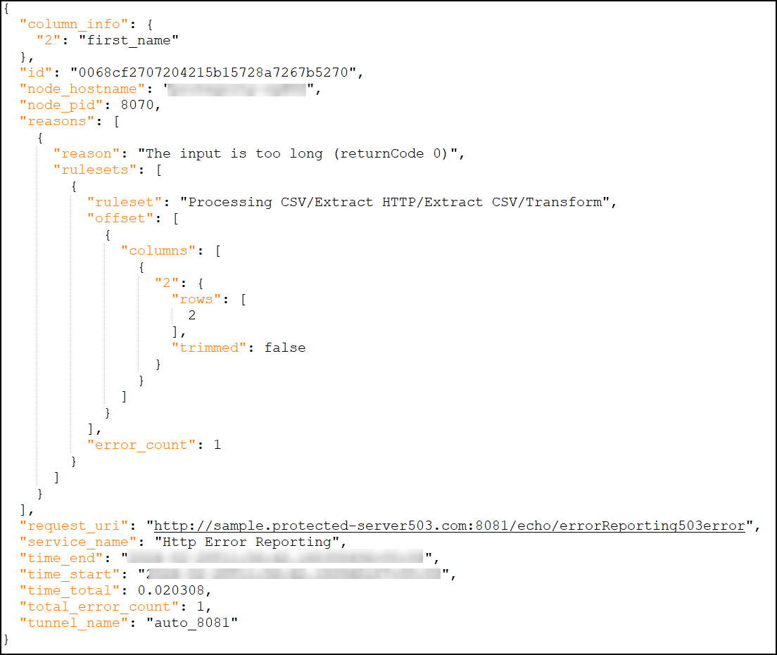 Error Metrics logged