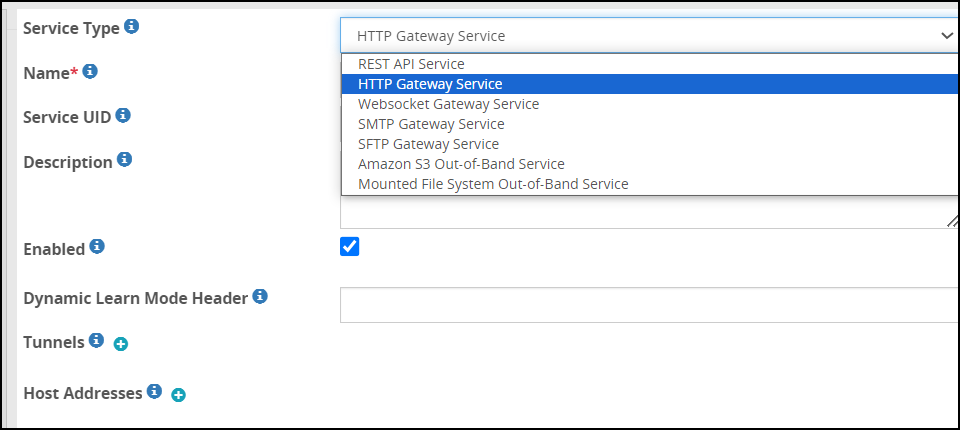 Gateway Service Fields