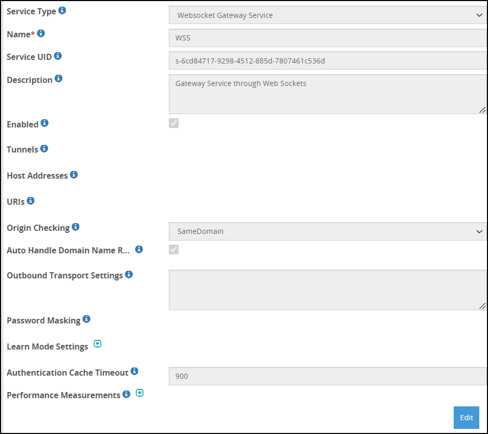 WSS Gateway Specific Fields