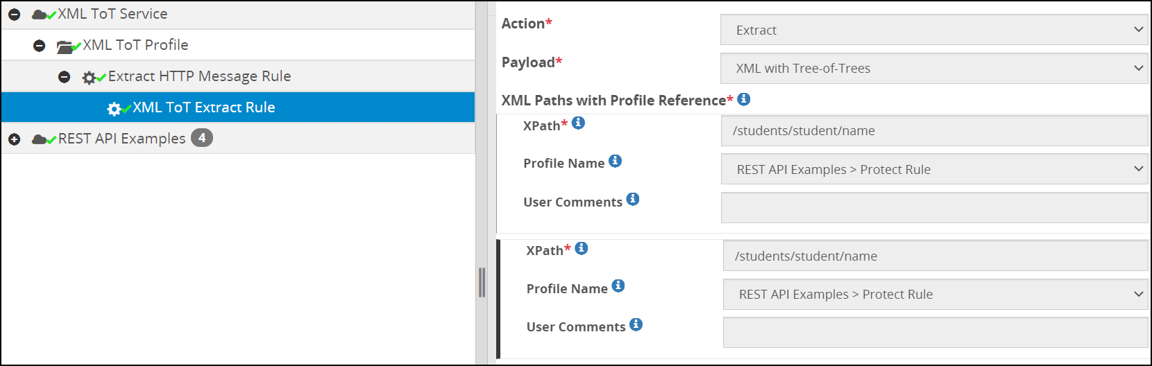XML ToT extraction and transformation rule