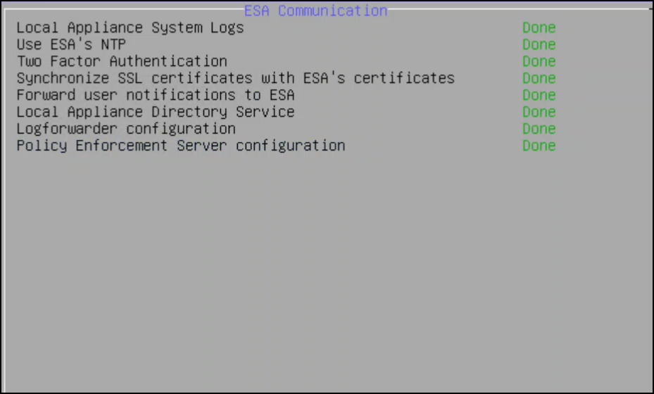 ESA Communication - Summary screen