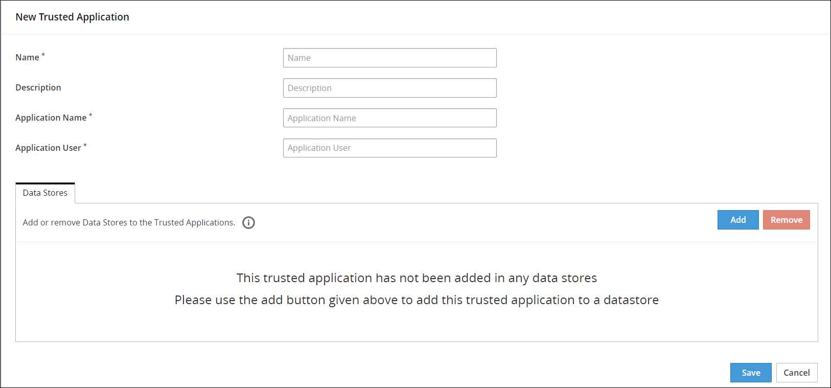 New Trusted Application Screen New Trusted Application Screen