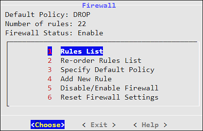 Manage Firewall Rules Main Screen