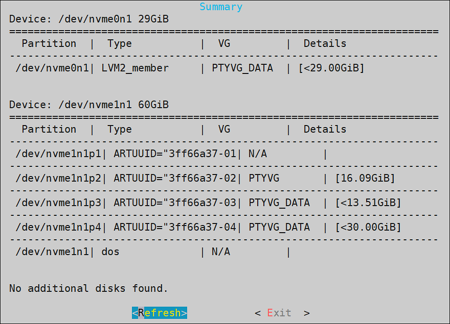 Disk Addition Confirmation Screen