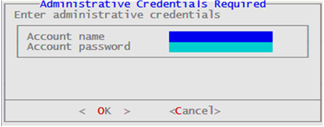 Administrative Credentials Dialog box