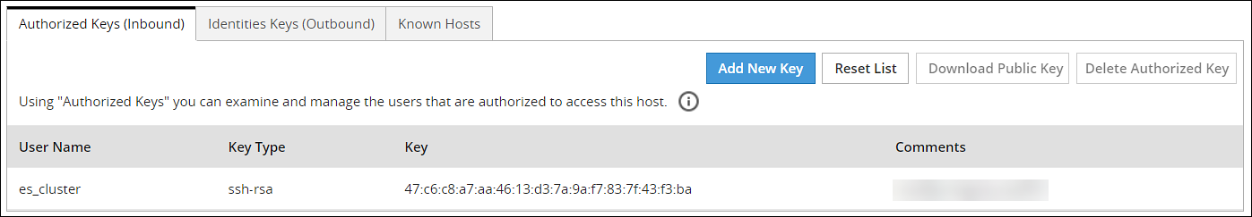 Authorized Keys (Inbound)
