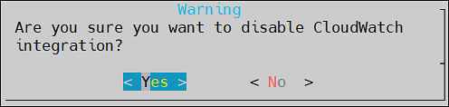 Disable CloudWatch Warning