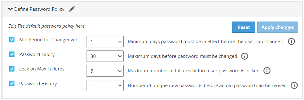 Define password policy