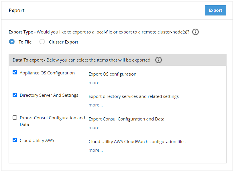 Exporting the SSH settings