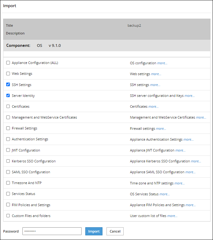 Importing the SSH settings
