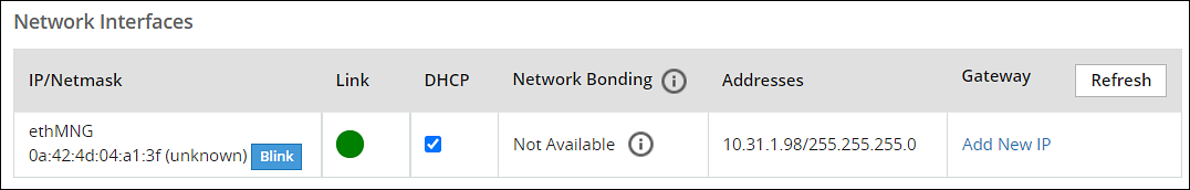 Network Interfaces page