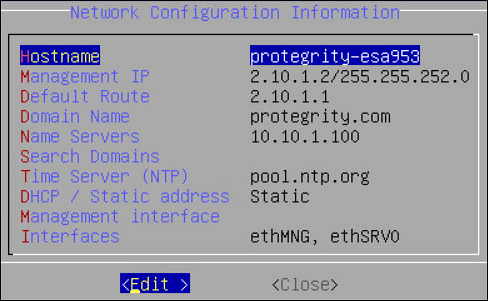 Networking Configuration Edit Screen