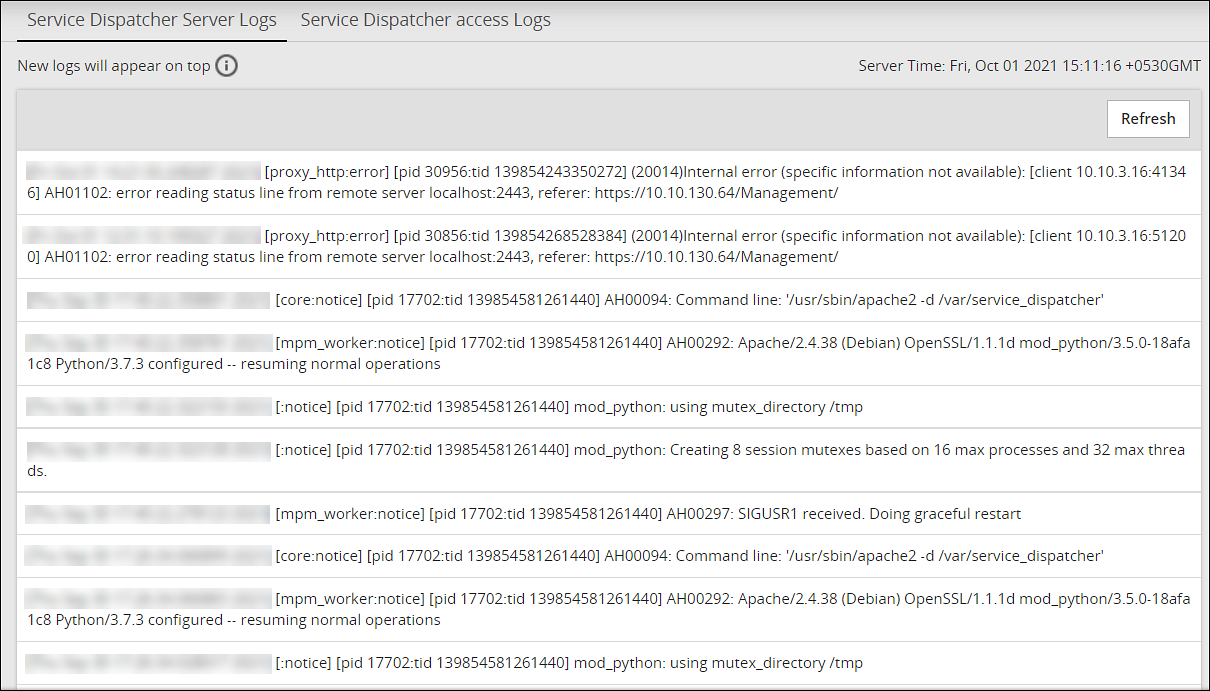 Service Dispatcher Logs