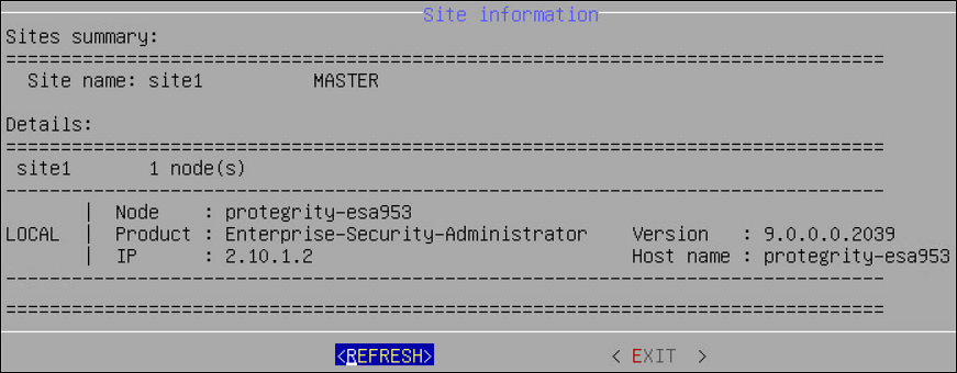 Site Information Screen
