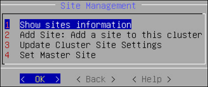 Site Management Screen