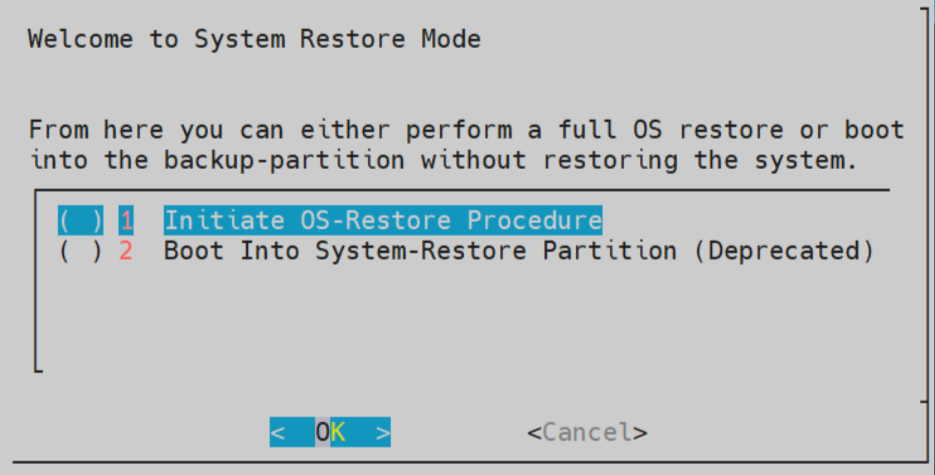 System Restore Screen
