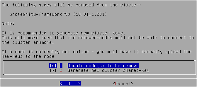 Confirmation and Removal of Node from Cluster