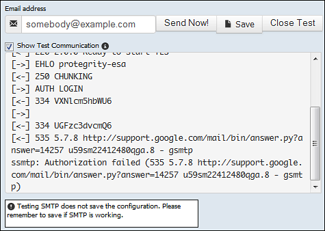 Text Communication in Email Settings screen