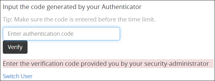 Verification Code Screen