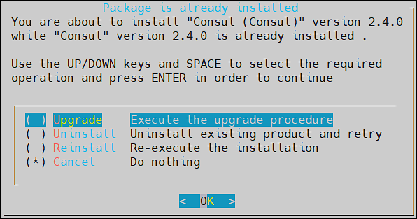 Select Upgrade or Uninstall or Reinstall Products Screen