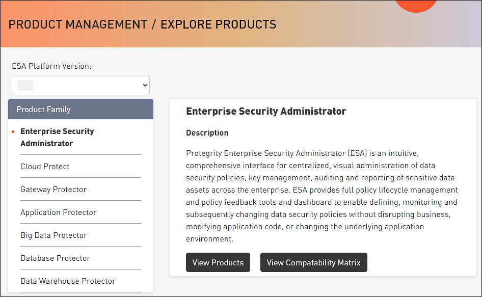 Product Family Screen