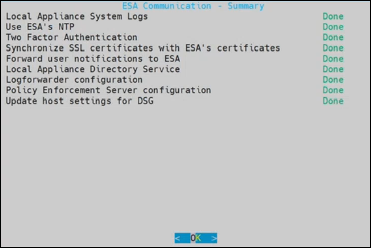 ESA Communication - Summary screen