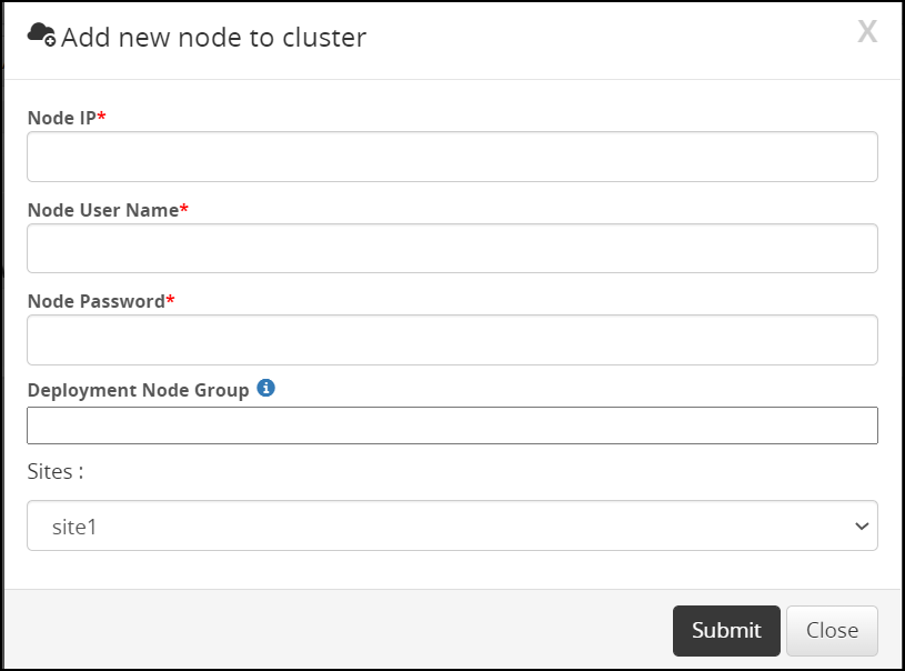 Add New Node screen