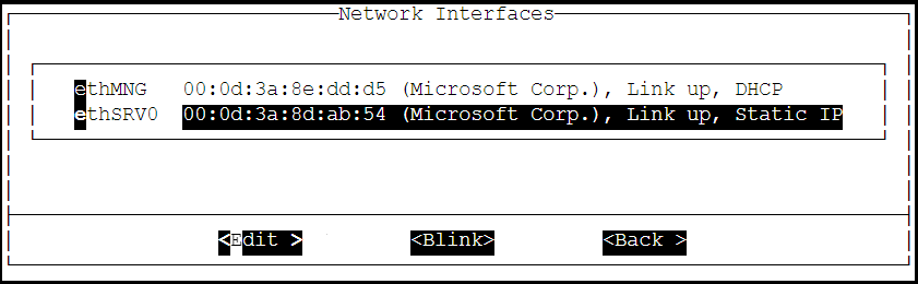 Updating the ethSRV0 Network Interface
