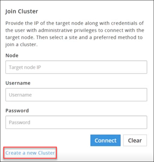 Join Cluster screen