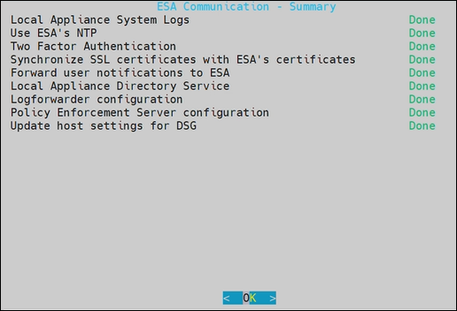ESA Communication - Summary screen