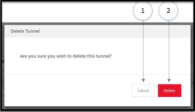Delete Tunnel screen