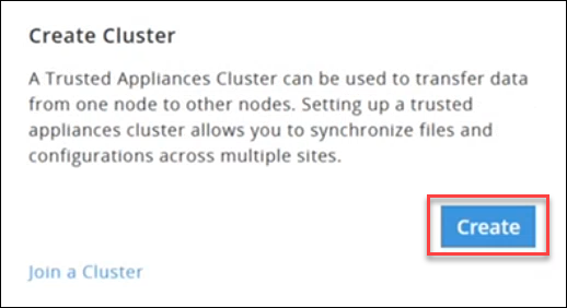Create Cluster screen