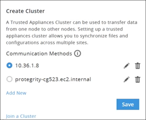 Create Cluster screen