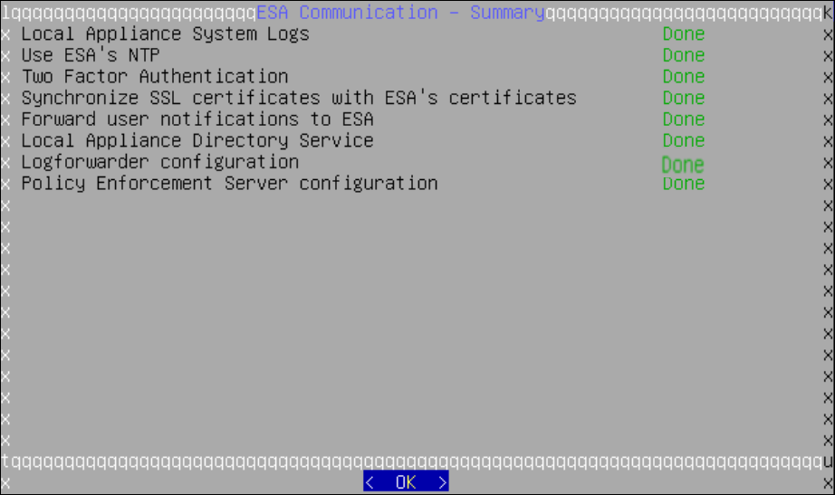 ESA Communication - Summary screen